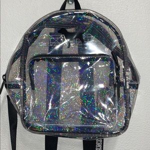 Pink Mini Backpack Clear Holographic